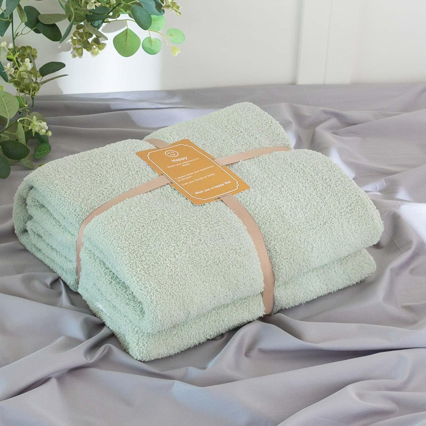 Soft Fuzzy Throw Blanket - Green Cozy Warm Knit Fluffy Plush, Lightweight & Breathable, Throw for Bed, Chair, Sofa, Couch, Outdoor, 60"X80", Oeko-TEX Certified