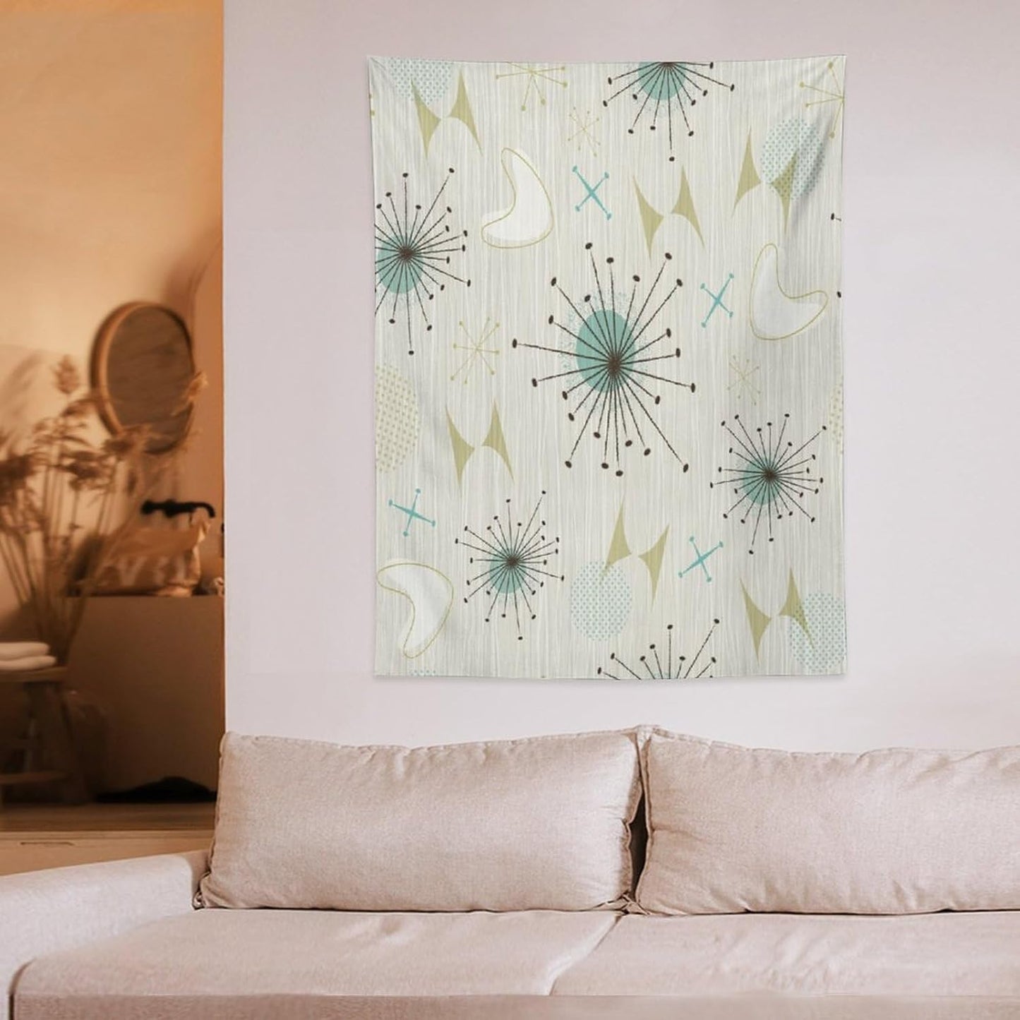 ICMOLYYENLO Boho Medieval Cat Tapestry, Abstract Atomic Starburst Geometric Aesthetic Art Wall Hanging For Bedroom Living Room Dormitory 30x40 Inches