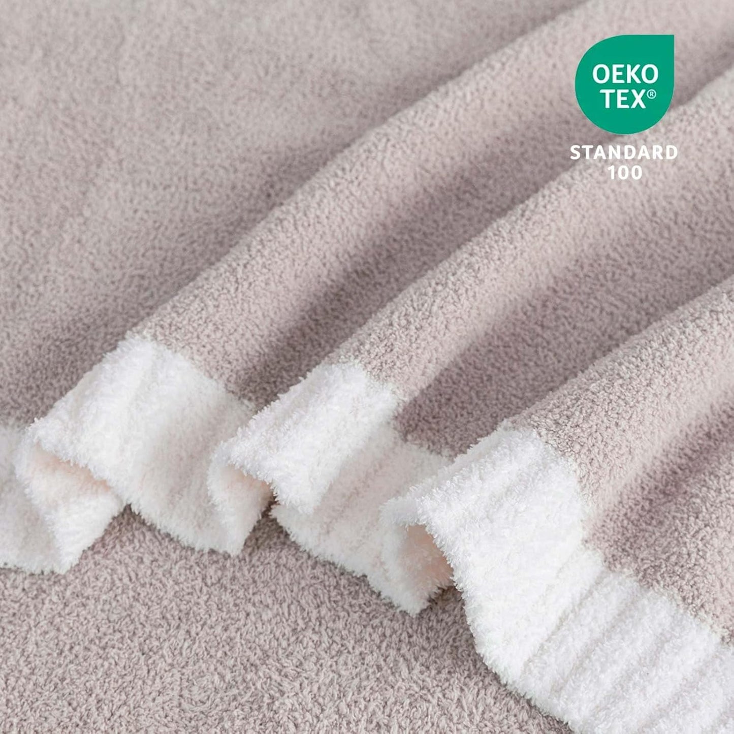 Soft Fuzzy Throw Blanket - Light Grey Cozy Warm Knit Fluffy Plush, Lightweight & Breathable, Throw for Bed, Chair, Sofa, Couch, Outdoor, 60"X80", Oeko-TEX Certified