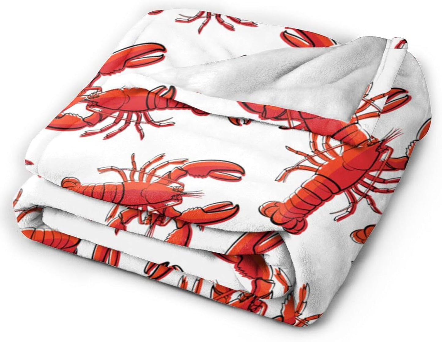 HGOD DESIGNS Red Lobster Fleece Throw Blanket Ultra Soft Cozy Blooming Decorative Flannel Blanket All Season for Home Couch Bed Chair Travel 40x50in