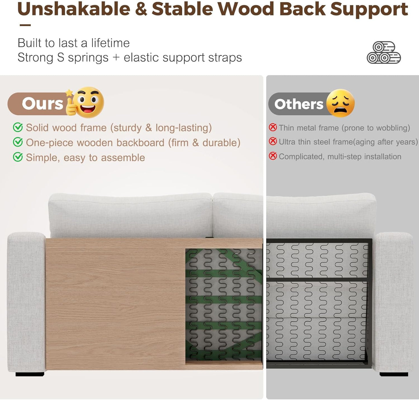 L Shaped Sectional Sofa with Detachable Sofa Cover,Rolled Armrest,Sectional Modular Couch for Living Room,Breathable Linen Fabric Corner Couch with 7 Seats for Apartment,Removable Cushion,Ivory