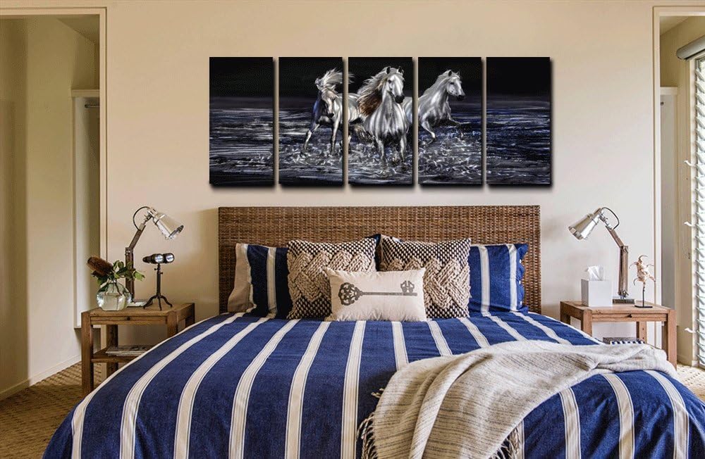 Yihui Arts Horse Metal Wall Art Hand Crafted Aluminum Artwork Modern 3D Animal Pictures for Living Room Bedroom Bathroom Decor