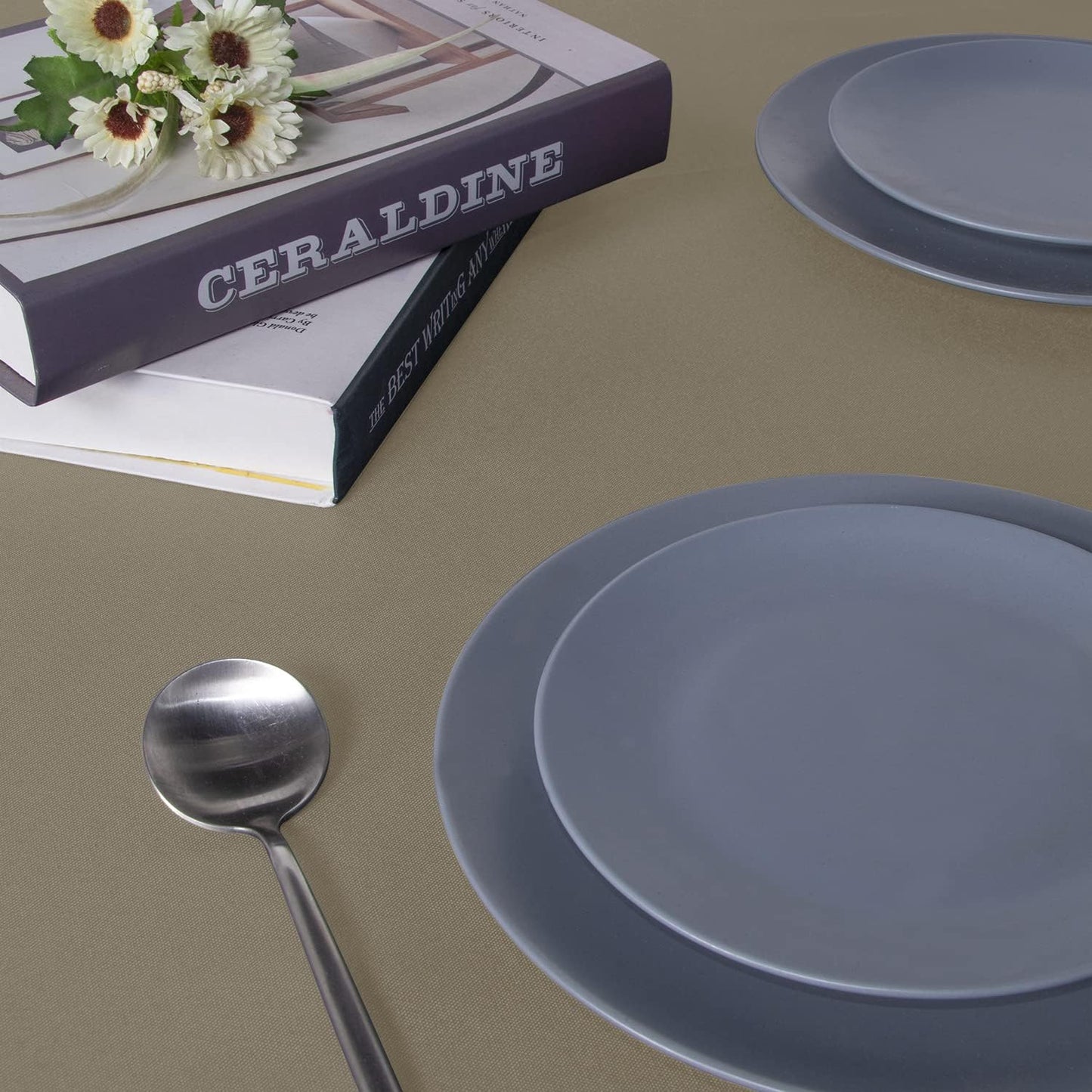 sancua Rectangle Tablecloth - 54 x 120 Inch - Stain and Wrinkle Resistant Washable Polyester Table Cloth, Decorative Fabric Table Cover for Dining Tables, Buffet Parties and Camping, Taupe