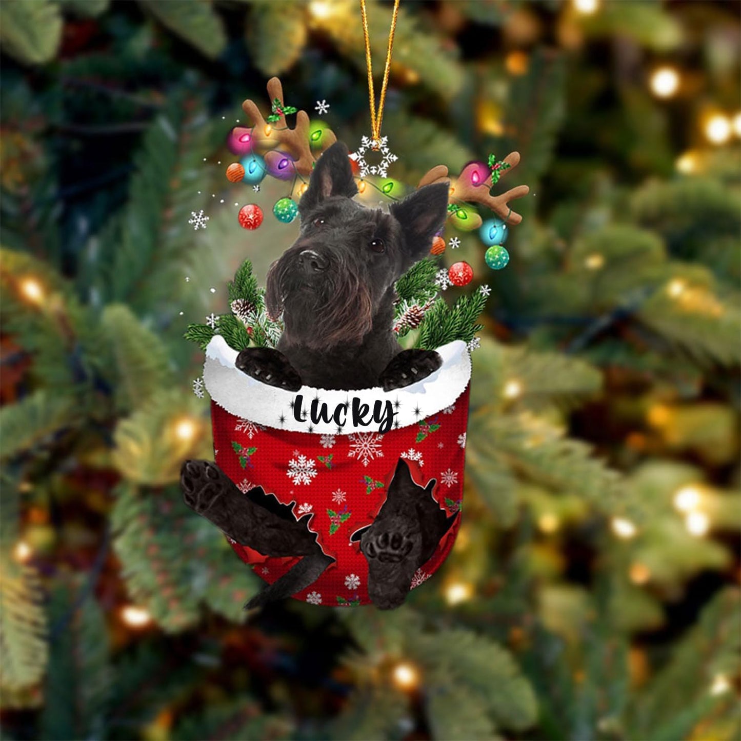 Scottish Terrier Dog Christmas Ornament, Scottish Terrier in Snow Pocket Christmas Tree Ornament, Dog Lovers Gift Idea Xmas Decor, Christmas Decorations for Tree, Christmas Ornament Gift for Dog Lover
