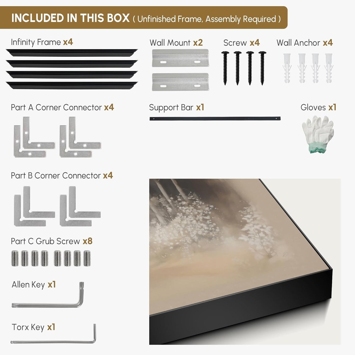 SIGNWIN 24"x46" Extra Large Framed Wall Art Misty Forest in Sepia Tones, Watercolor Woodland Landscape for Home Living Room Bedroom Decor (Frame Assembly Required)