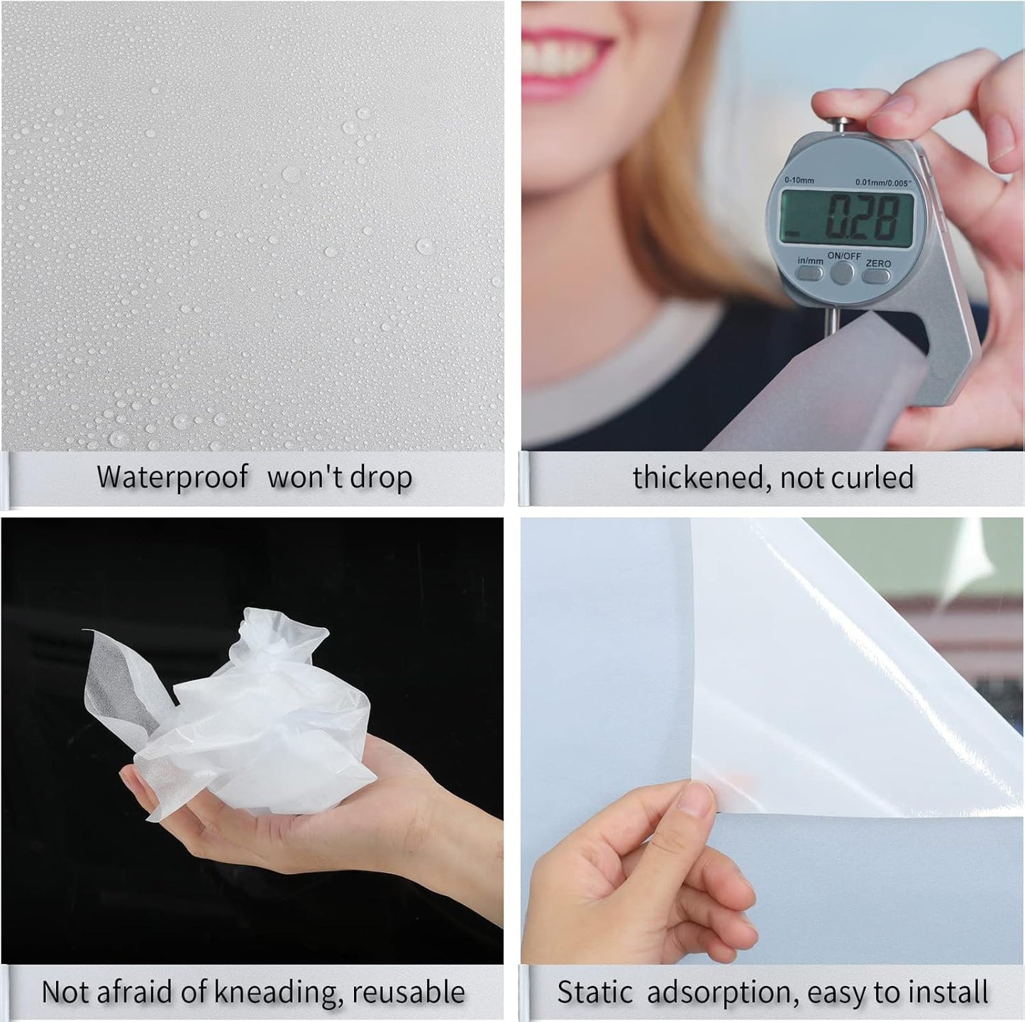 Frosted Glass Window Film with Tools,Reusable Window Privacy Film,Static Clings Window Film Kit for Home Bathroom and Office. (Pure, 29.6Inch×196.9Inch)