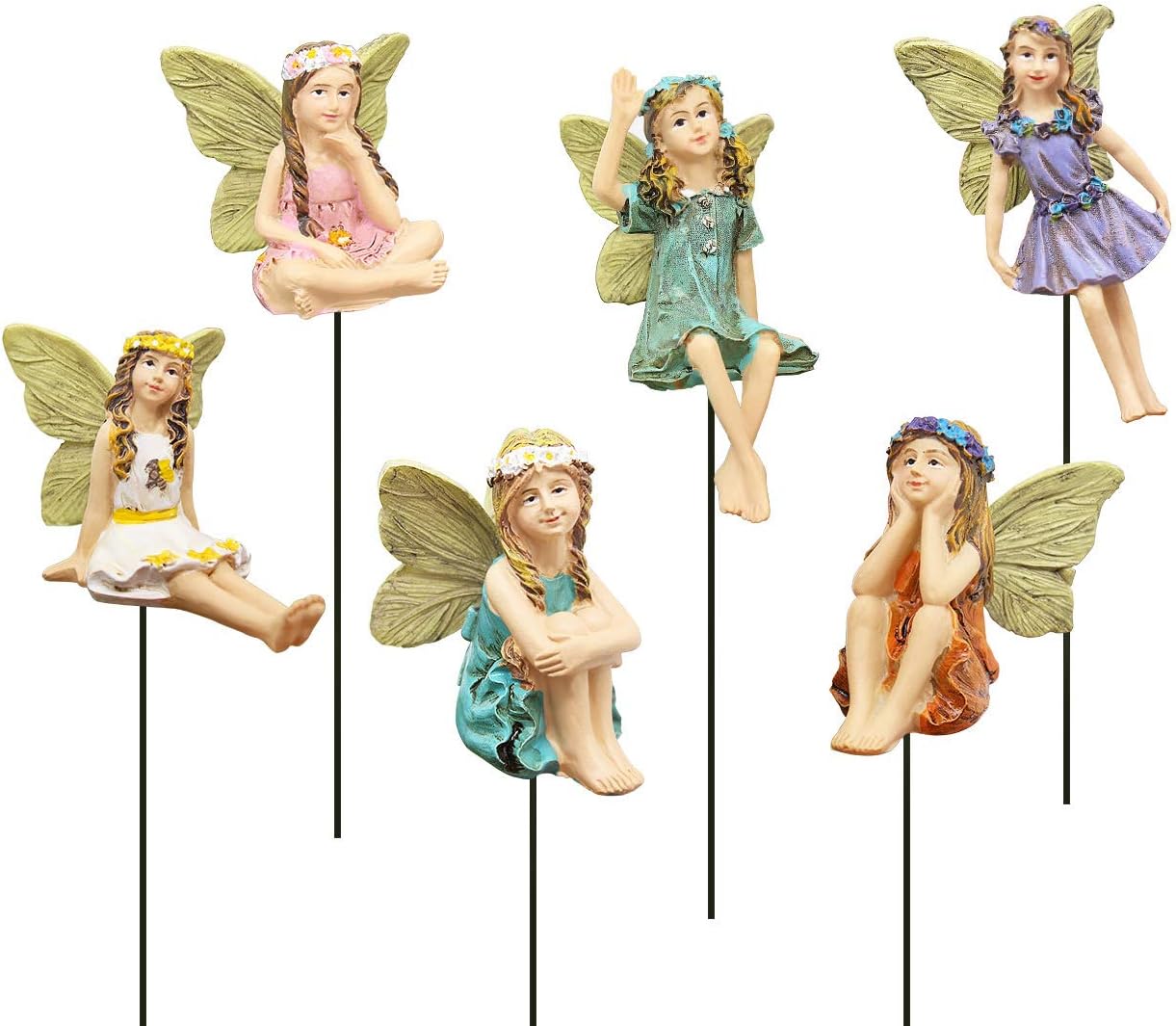 Fairy Garden Vintage Resin Fairy Figurines for Outdoor Garden Yard Lawn Supplies Home Decor Set of 6