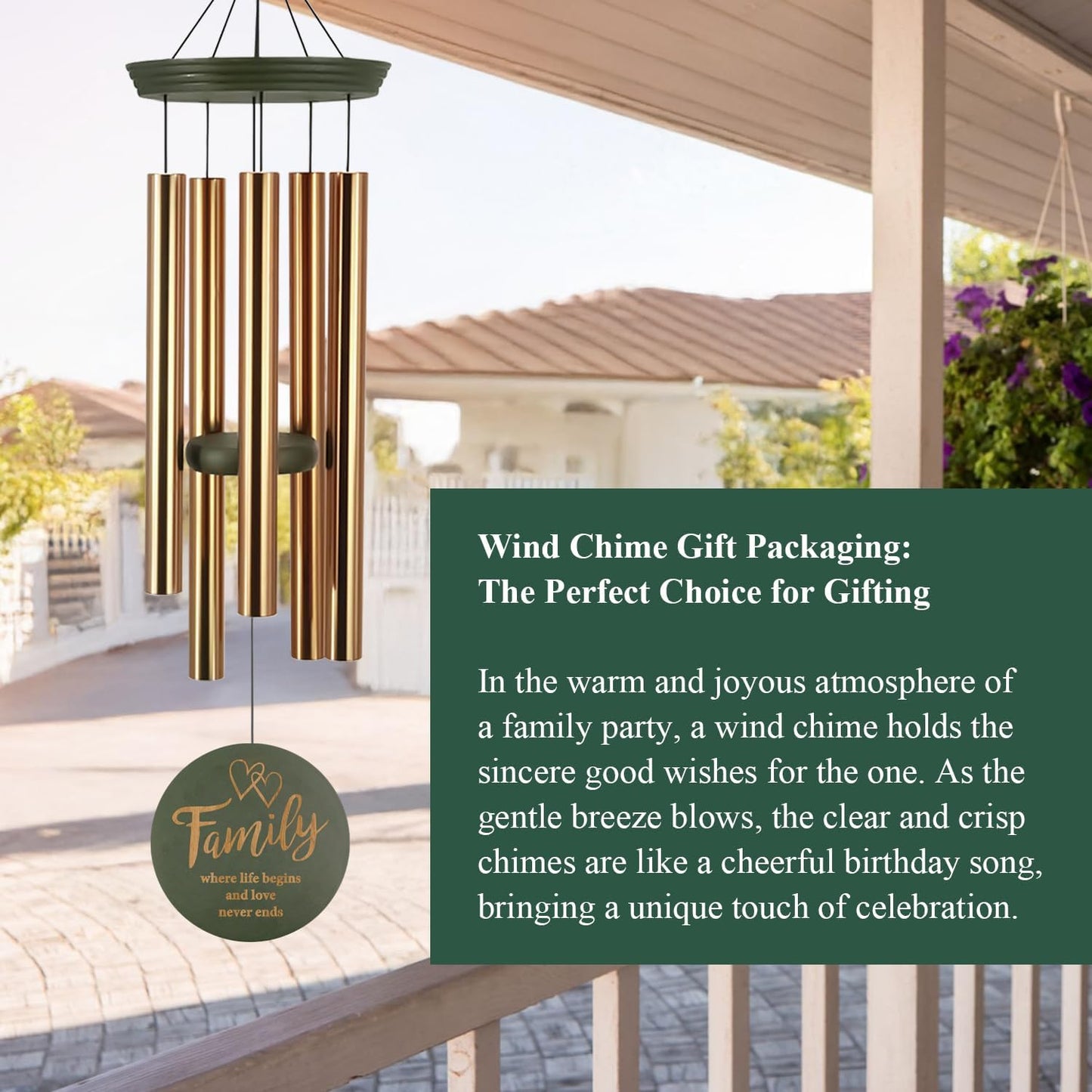 Wind Chimes for Outside, Large Outdoor Windchimes with Engraved Tree of Life, Premium Tuned Metal Chimes for Mother/Grandma, Home & Garden Decor with Soothing Tone