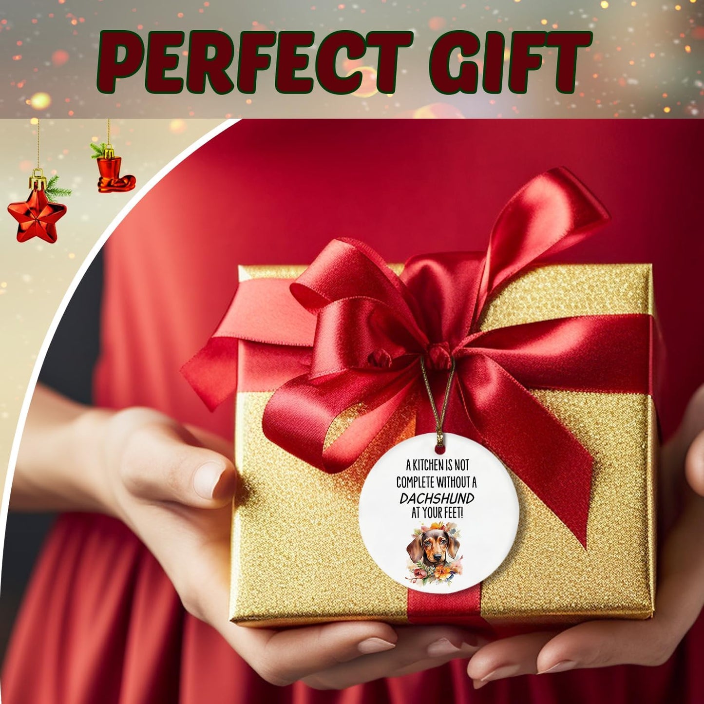 Dachshund Ornaments, Dachshund Ornaments for Christmas Tree, Dachshund Gifts for Women, Doxie Gifts, Weiner Dog Gifts, Dachshund Ceramic Ornaments, Dachshund Decorative Hanging Ornament