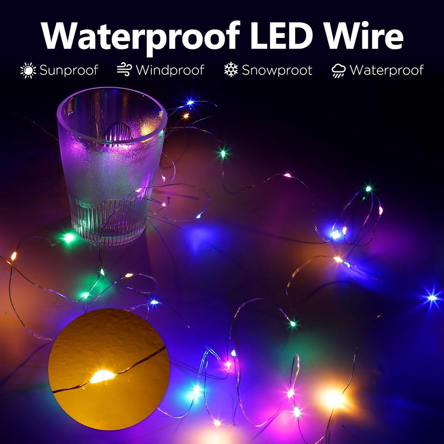 Fairy Lights Battery Operated String Lights 16.4ft 50LED Flashing and Constant Light Waterproof Silver Wire for Christmas DIY Party Bedroom Wedding (Multicolor, 4 Pack)