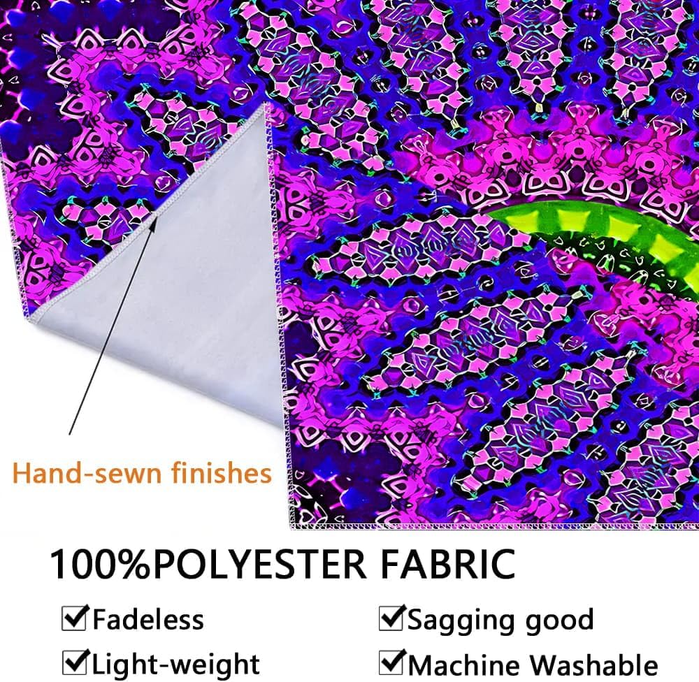 Blacklight Mandala Tapestry for Bedroom, Black Light Posters for Adults and Teens, Red UV Reactive Aesthetic Bohemian Wall Art Decor (40 x 30 Inches)