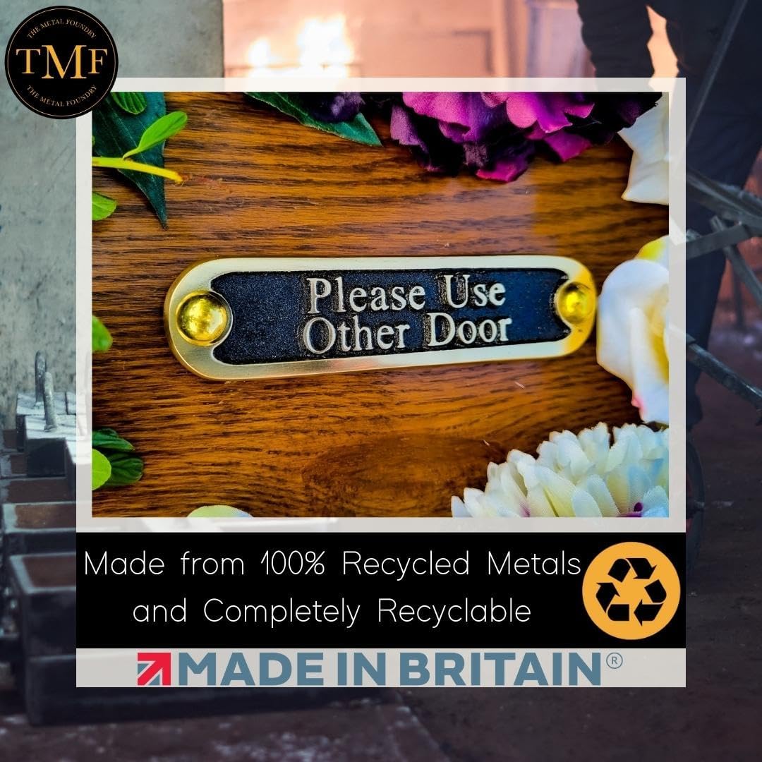 Please Use Other Door Brass Door Sign. Traditional Style Home Décor Wall Plaque Handmade By The Metal Foundry UK.