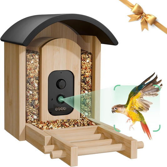 Bird Feeder with Camera, Smart Wild Bird Feeder for Outdoors with AI Identify, Solar Bird Feeder Watching Camera Auto Capture Birds & Real-time Notifications, Gifts for Birdlover (Arch)