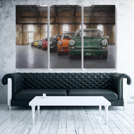 Porsche Car 911 Color Revolution Canvas Art Print Picture Wall Home Decor - Various Sizes (3 Pieces Large)