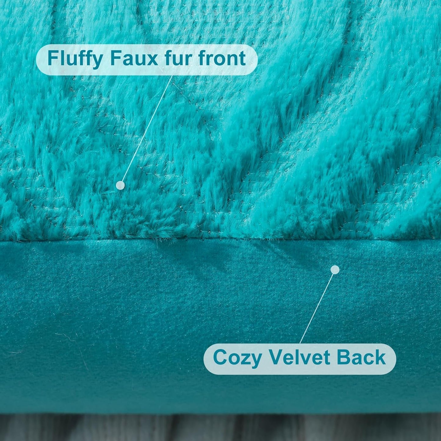 decorUhome Fall Throw Pillow Covers 12x20 Inch Set of 2, Soft Plush Decorative Faux Fur Turquoise Solid Couch Pillow Covers, Accent Farmhouse Neutral Lumbar Euro Pillow Cases for Sofa Bed Living Room