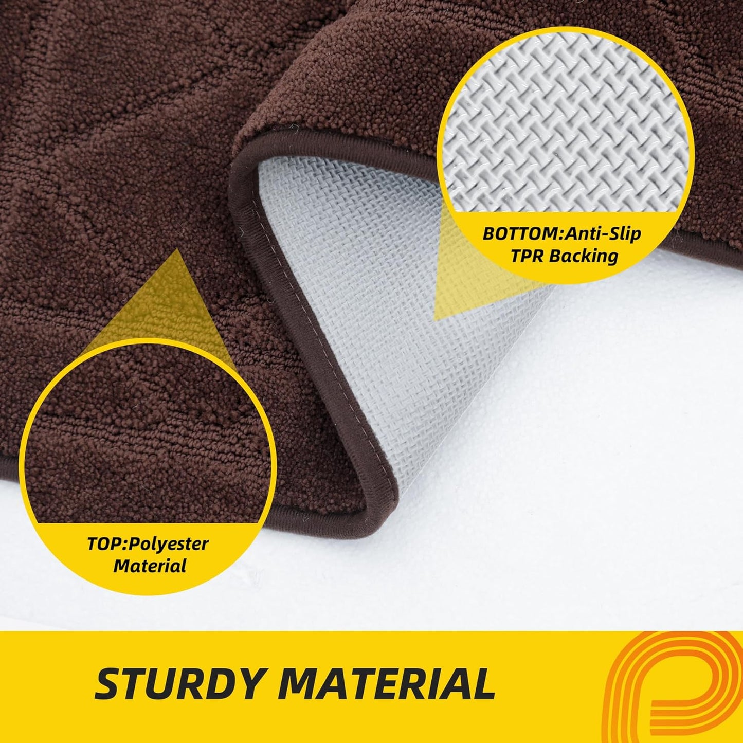 JSEI Dirt Trapper Door Mat 36"x60", Non-Slip Washable Entryway Mats, Dog Door Mat, Stain Resistant and Absorbent Floor Mats, Low Profile Welcome Mat for Front Back Door, Brown