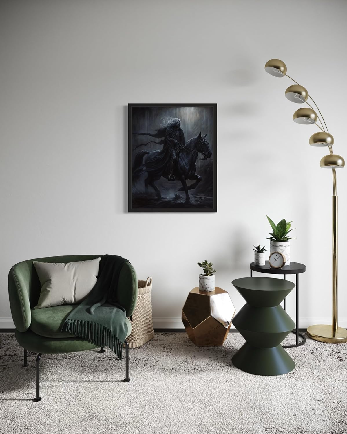 Black Dark Knight Poster Art Print, Halloween Scary Vintage Wall Art Academia Spooky Painting Decoration for Horror Prints, Gothic Posters Bedroom Decor 89 (Black Dark Knight, 16 x 20 inches, Unframed)