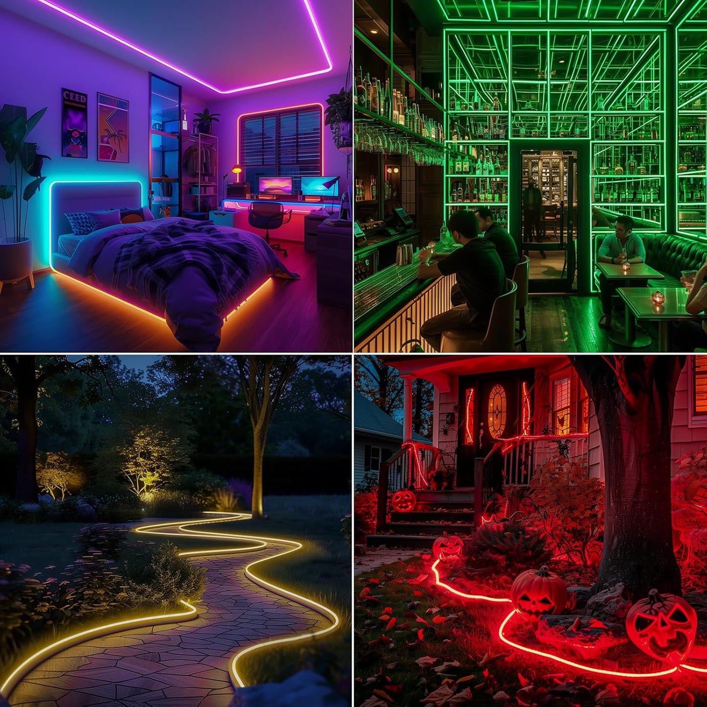 GZBtech RGB LED Neon Rope Lights 82FT/25M, AC 110-120V Waterproof Color Changing LED Rope with Remote Controller, Dimmable Multi Color Neon Rope Lighting for Indoor Outdoor Commercial Use