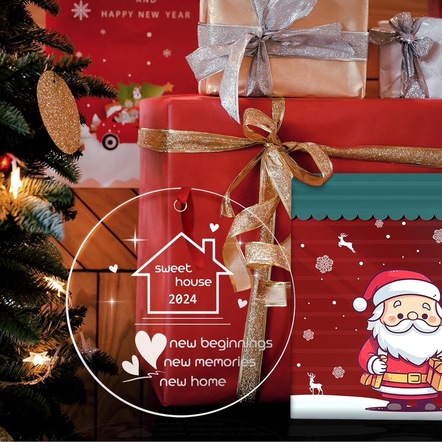 New Home Ornament 2024 - Housewarming Gifts, 2024 Sweet Home, New House Presents for Women, Couple - New Home Gift Ideas 2024 for Christmas, Acrylic Ornament