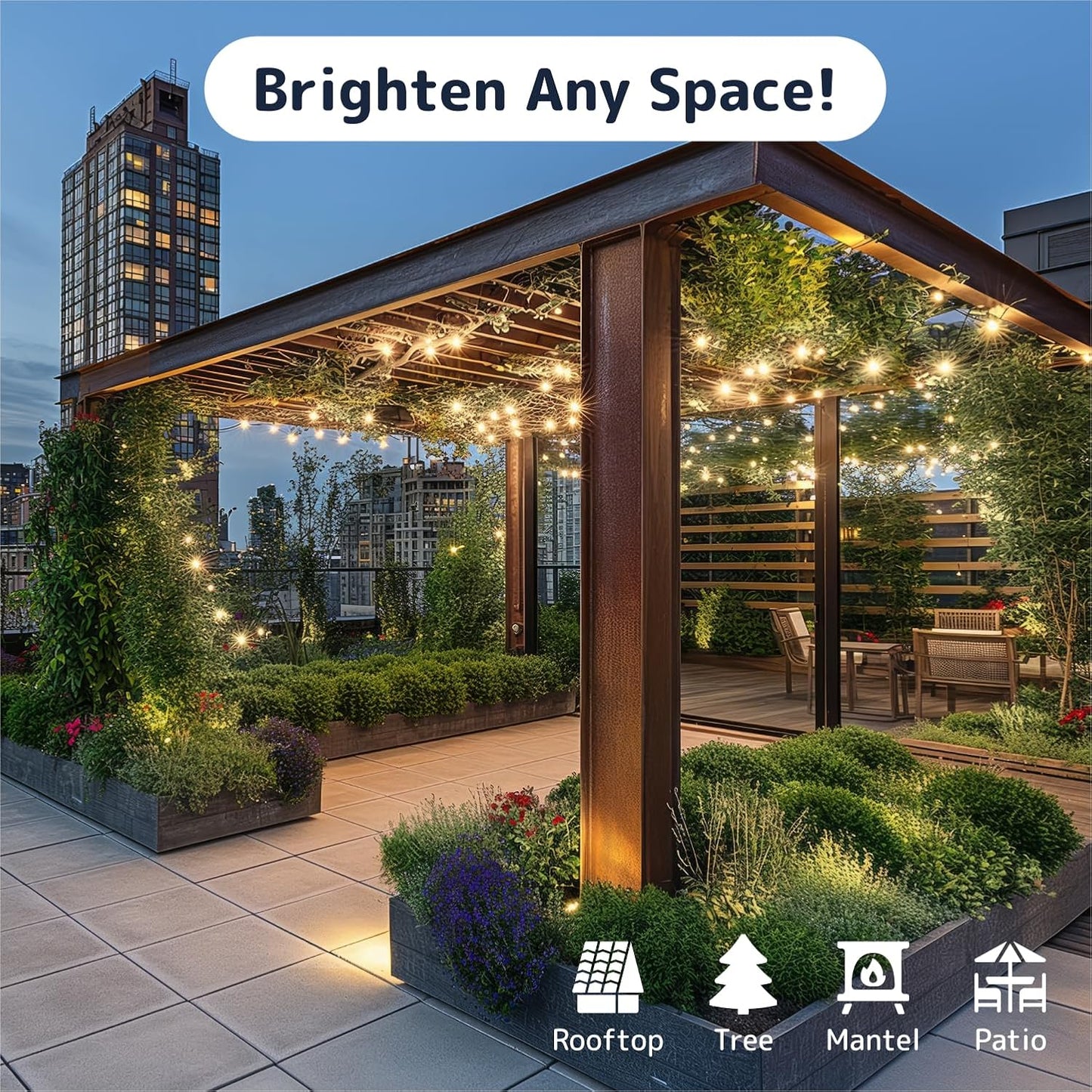 PREXTEX 50 Count Clear Christmas Tree Lights - 10 ft Warm Fairy String Lights with Green Wire - Indoor and Outdoor Mini Light for Christmas, Holiday Decorations, Trees, Fences, Patios and More