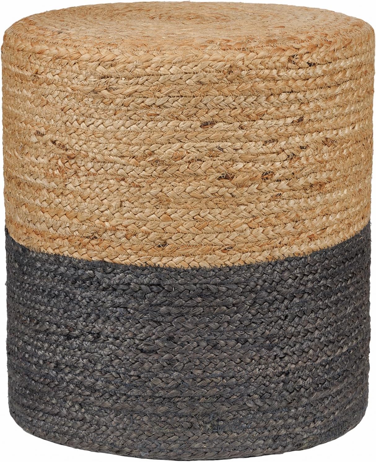 REDEARTH · Cylindrical Pouf Foot Stool Ottoman - Jute Braided Pouffe Poof Accent Sitting Footrest for The Living Room, Bedroom, Nursery, Patio, Lounge & Other Rooms (14.5”x14.5”x16”; Natural Gray)