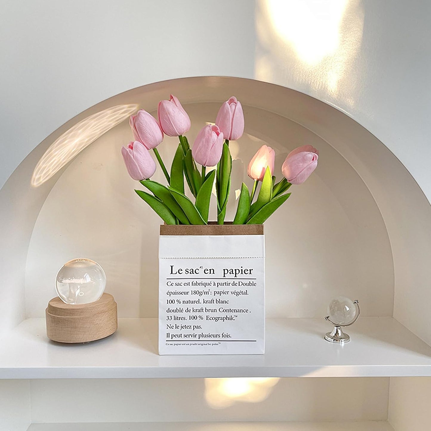 20pcs Pink Artificial Tulip Fake Flower 12.9 Inch Spring Mother's Day Easter Gift for Home Kitchen Wedding Decoration