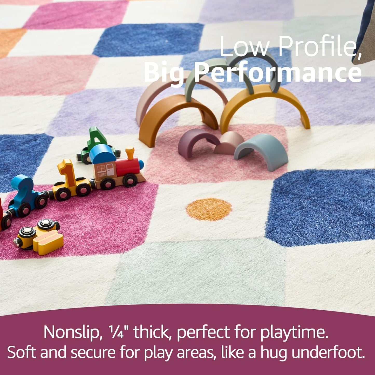 jinchan Area Rug 3x5 Kids Washable Indoor Floor Cover Non-Slip Modern Soft Rug Elementary School Classroom Colorful Diamond Carpet for Nursery Playroom Daycare Bedroom Living Room Berries on Cream