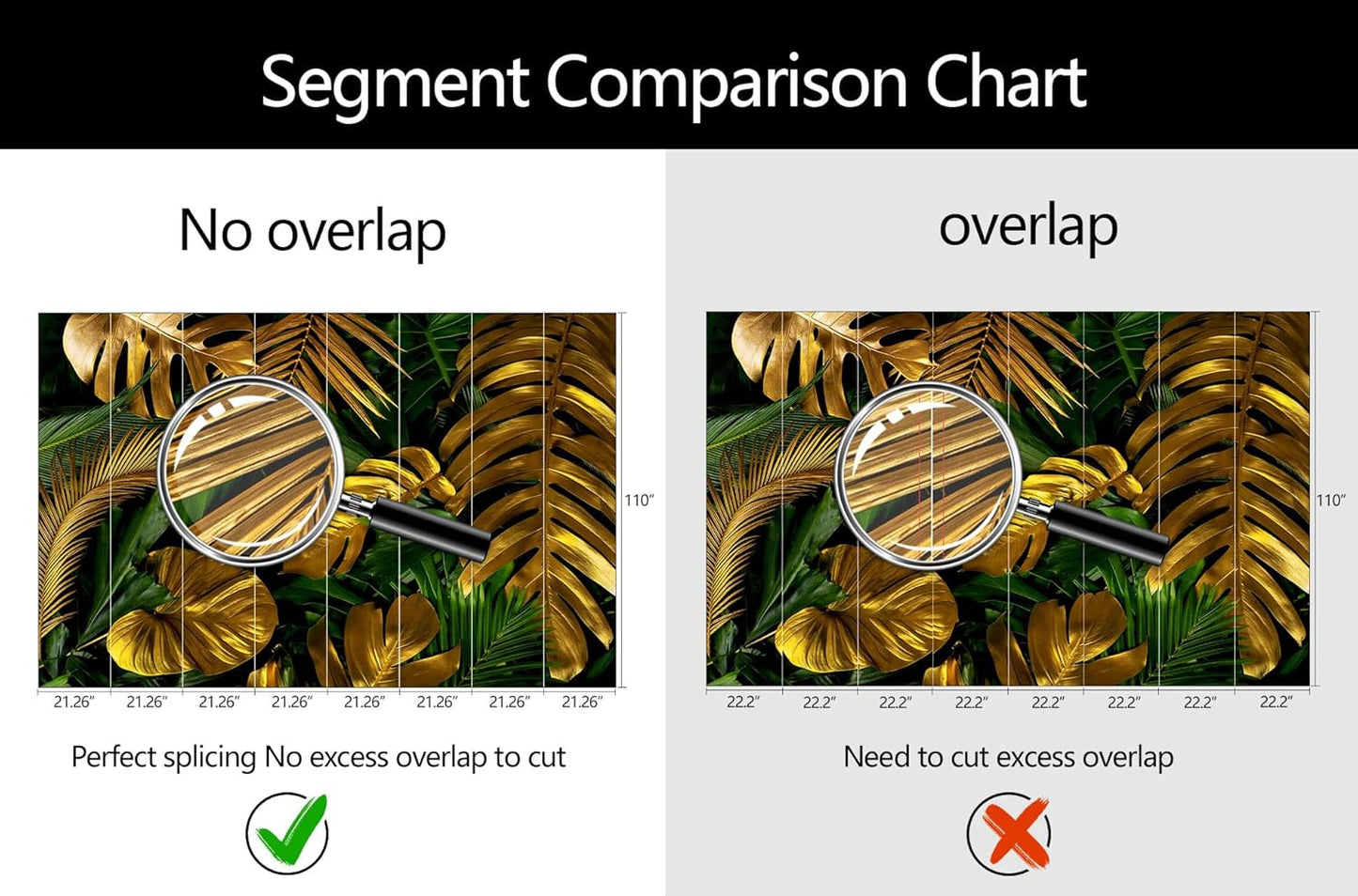 WFBHUA-Gold and Green Tropical Jungle Palm Leaf Wallpaper Mural Monstera Wall Mural for Living Room Bedroom (Not Peel and Stick)