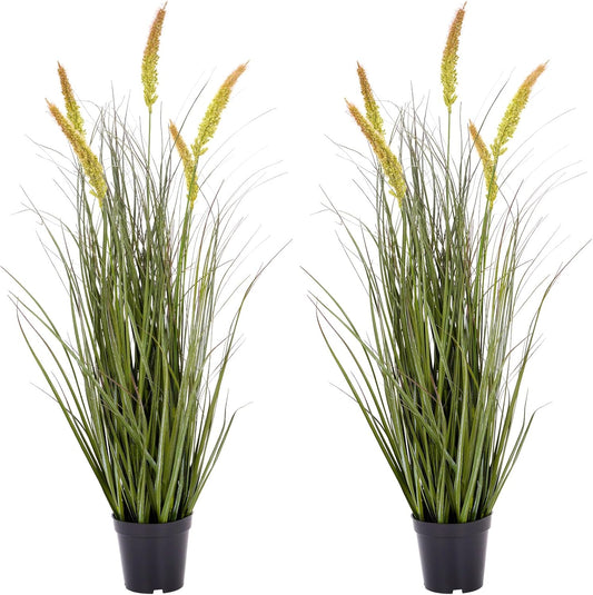 Green Onions Fake Plants,Artificial Plants Indoor, Fake Grass Decor Green Plant Fake Outdoor Flowers Fake Succulents,Artificial Tall Grass Plants with Pots House Decorative(36“ 2 Pack)