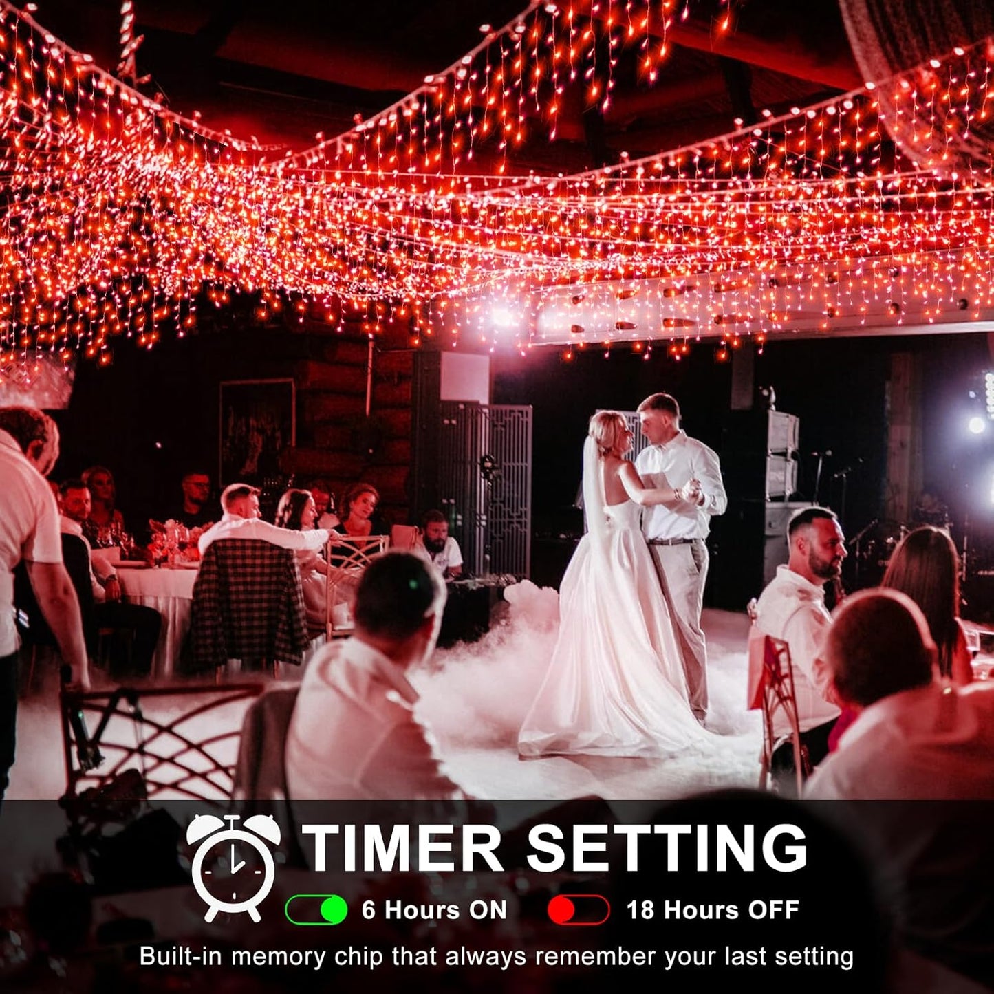 Icicle Lights for Outside, 33FT 400 LED Christmas Lights with 8 Modes 75 Drops, Waterproof Plug in Curtain String Light for Outdoor Indoor House Patio Fence Wedding Decorations, Red