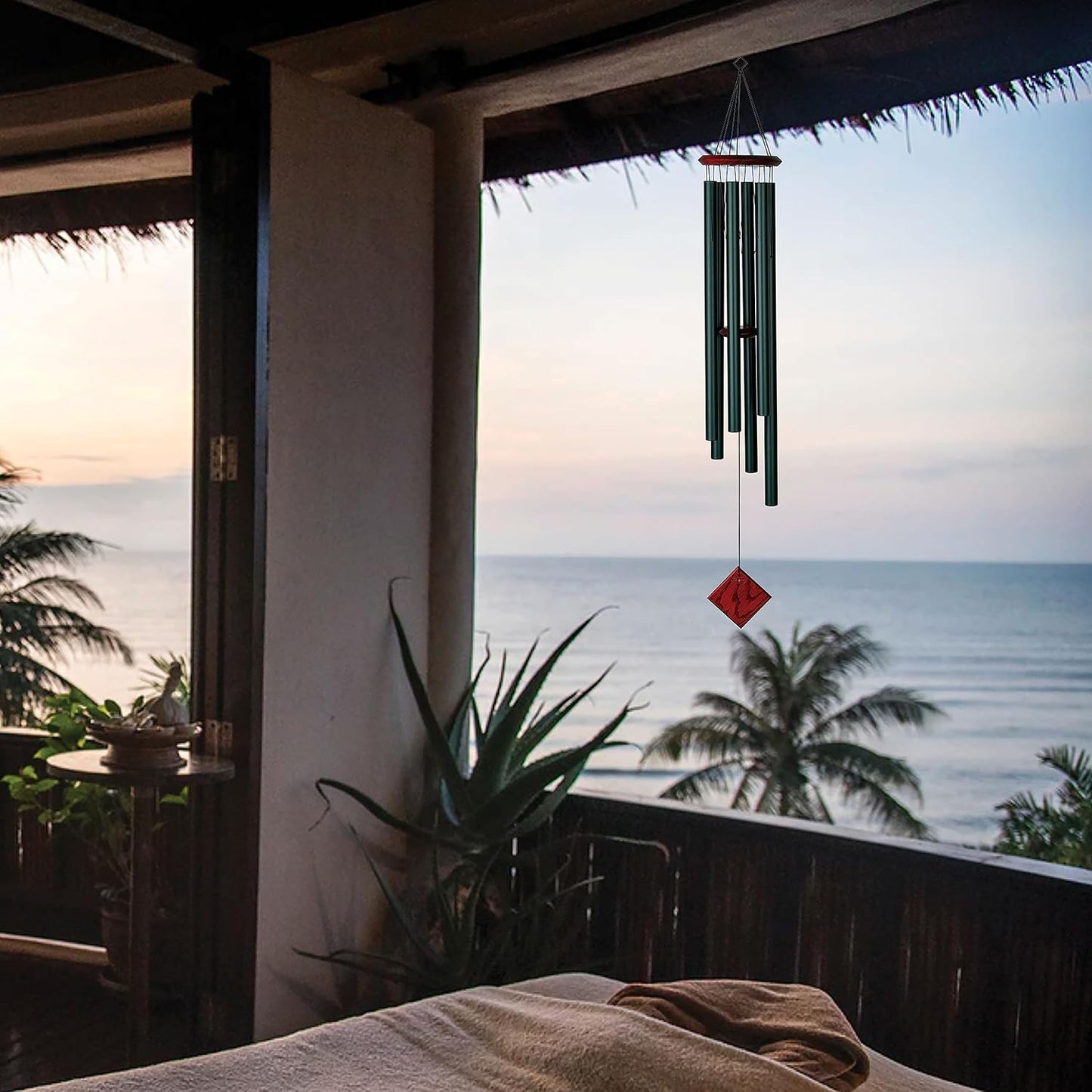 Woodstock Chimes Neptune Wind Chime for Outside 54" Large Evergreen, Deep Tone Sound for Outdoor Garden, Patio, Porch Decor, Encore Collection DCE54