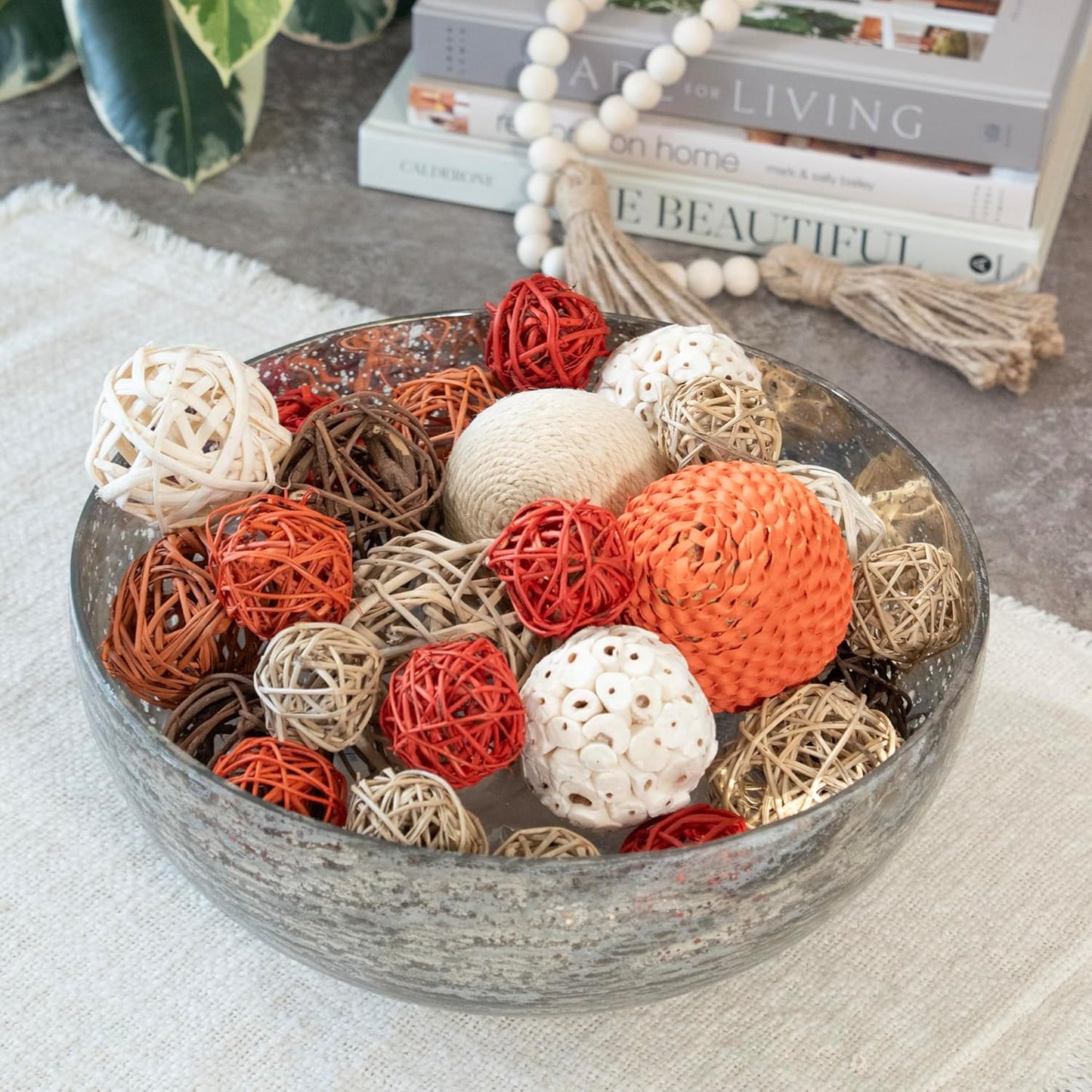 ANDALUCA Decorative Balls Bag Bowl Filler Home Decor (Orange)