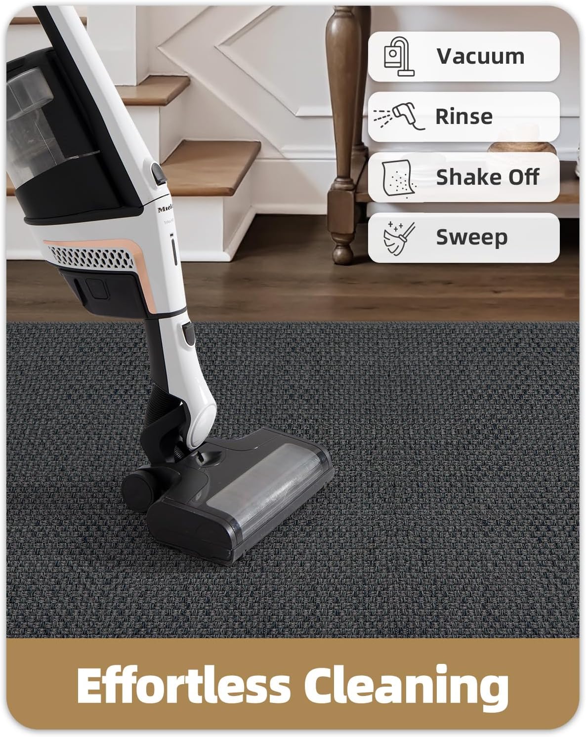 Color&Geometry Door Mat 3'x10' Runner Rug with Rubber Backing, Non Slip Washable Hallway Rug, Carpet Runners for Hallway Living Room Bedroom, Grey (Rolled-up NO Creases)