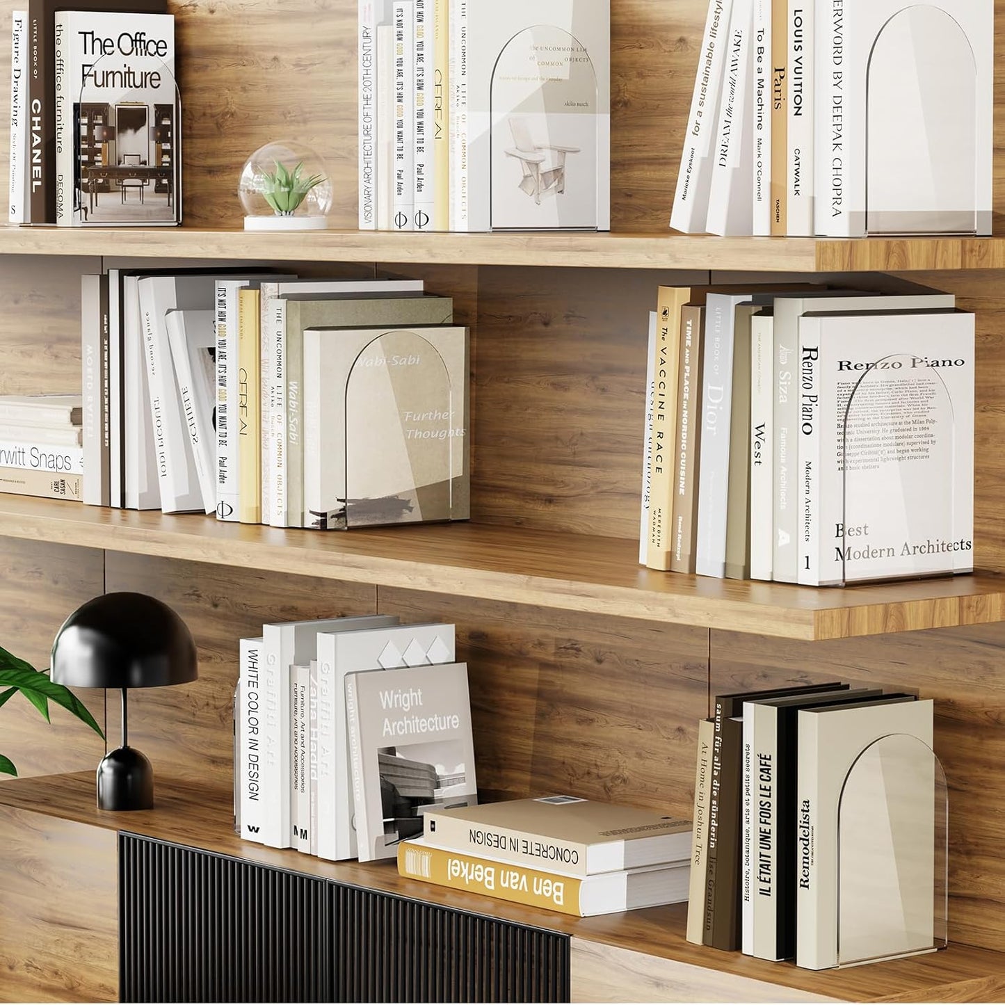 Lulonpon 8 Pieces Book Ends for Shelves, Heavy Books, School, Library, Desktop Organizer - Clear Acrylic Bookends