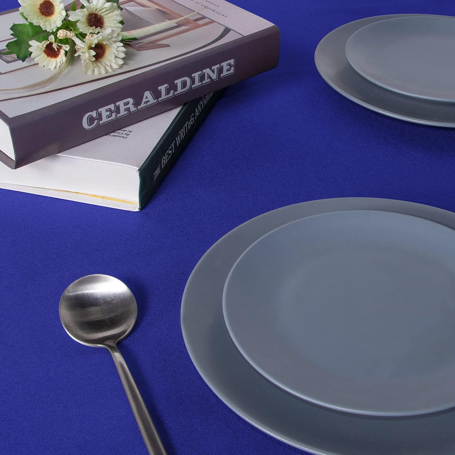 sancua Square Tablecloth - 70 x 70 Inch - Stain and Wrinkle Resistant Washable Polyester Table Cloth, Decorative Fabric Table Cover for Dining Tables, Buffet Parties and Camping, Royal Blue