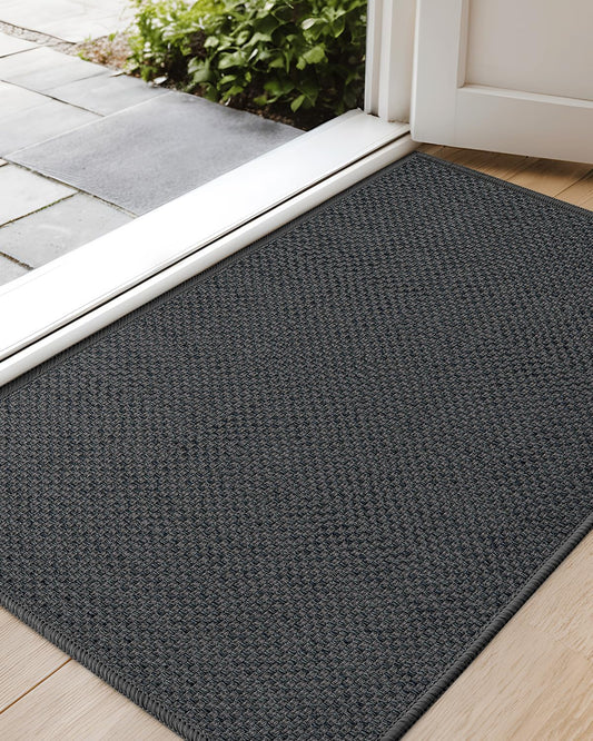 Color&Geometry Front Door Mat Indoor 26"x47", Rugs for Entryway, Non Slip Washable Low-Profile Inside, Entry Mat Entry Rug Door Mat Indoor Entrance, Grey (Rolled-up NO Creases)