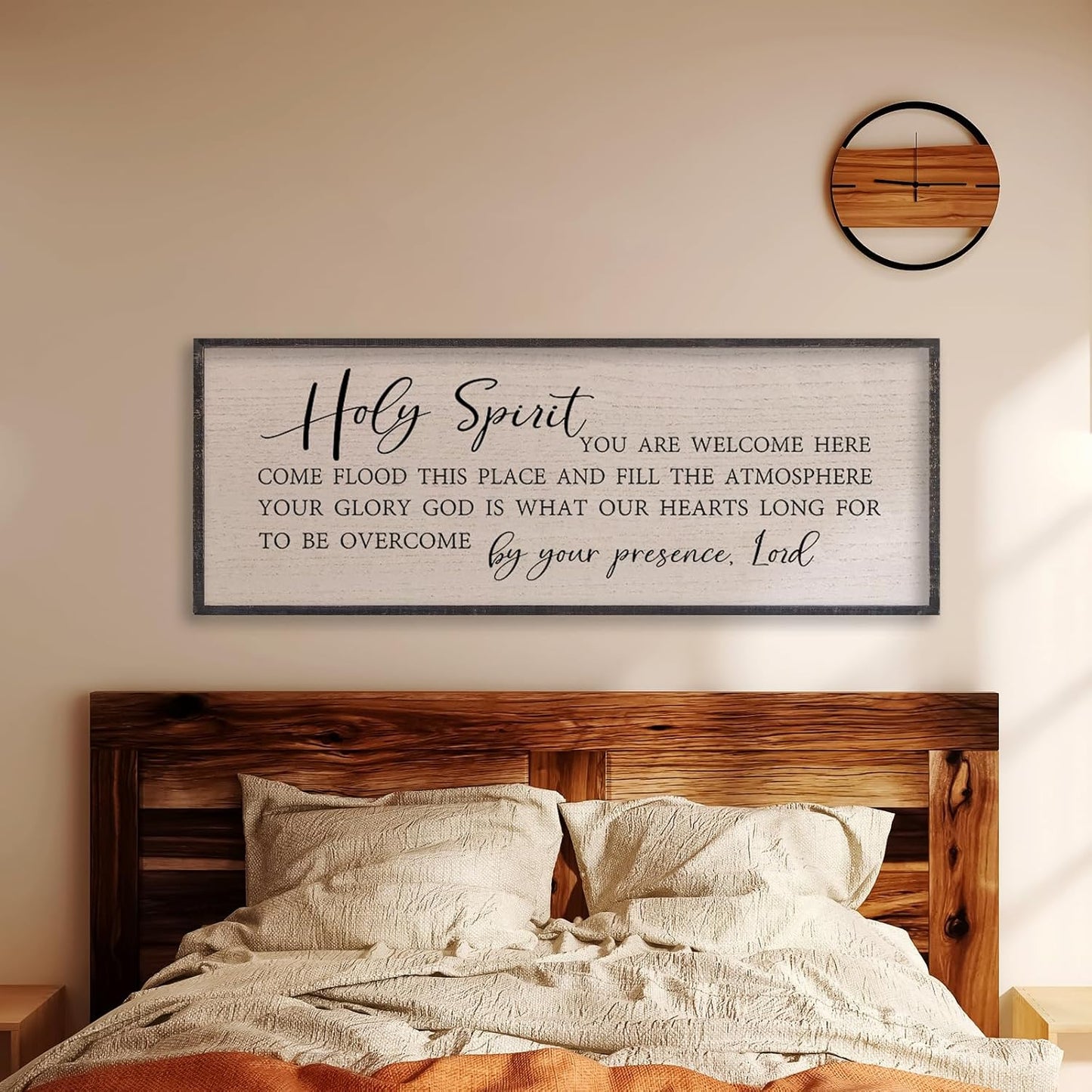 LuZhiQiang Holy Spirit You are Welcome Here Wall Decor 40"X15" Quote Christian Bible Verse Scripture Religious Art Wall Sign (Black)