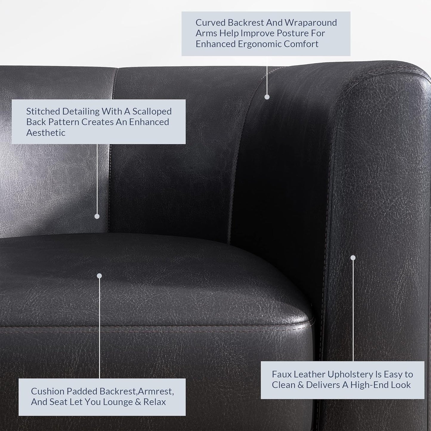 BELLEZE Accent Barrel Chair, Linen Round Chair Club Tub Sofa Corner Chair with Flared Legs and Cozy Soft Padding for Living Room Bedroom Waiting Room - Brown