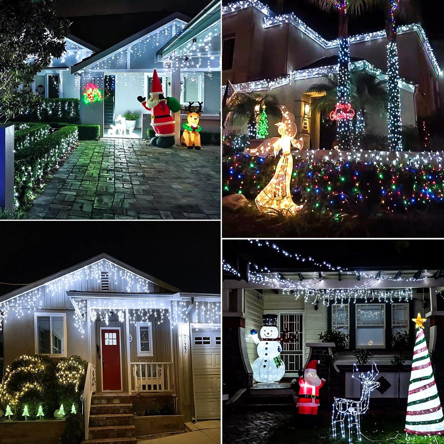 Icicle Christmas Lights Outdoor - 33ft 400 LED Icicle Lights for Outside with 75 Drops Waterproof Plug in Fairy String Lights with Timer for Party, Holiday, Wedding, Christmas Decoration, Cool White