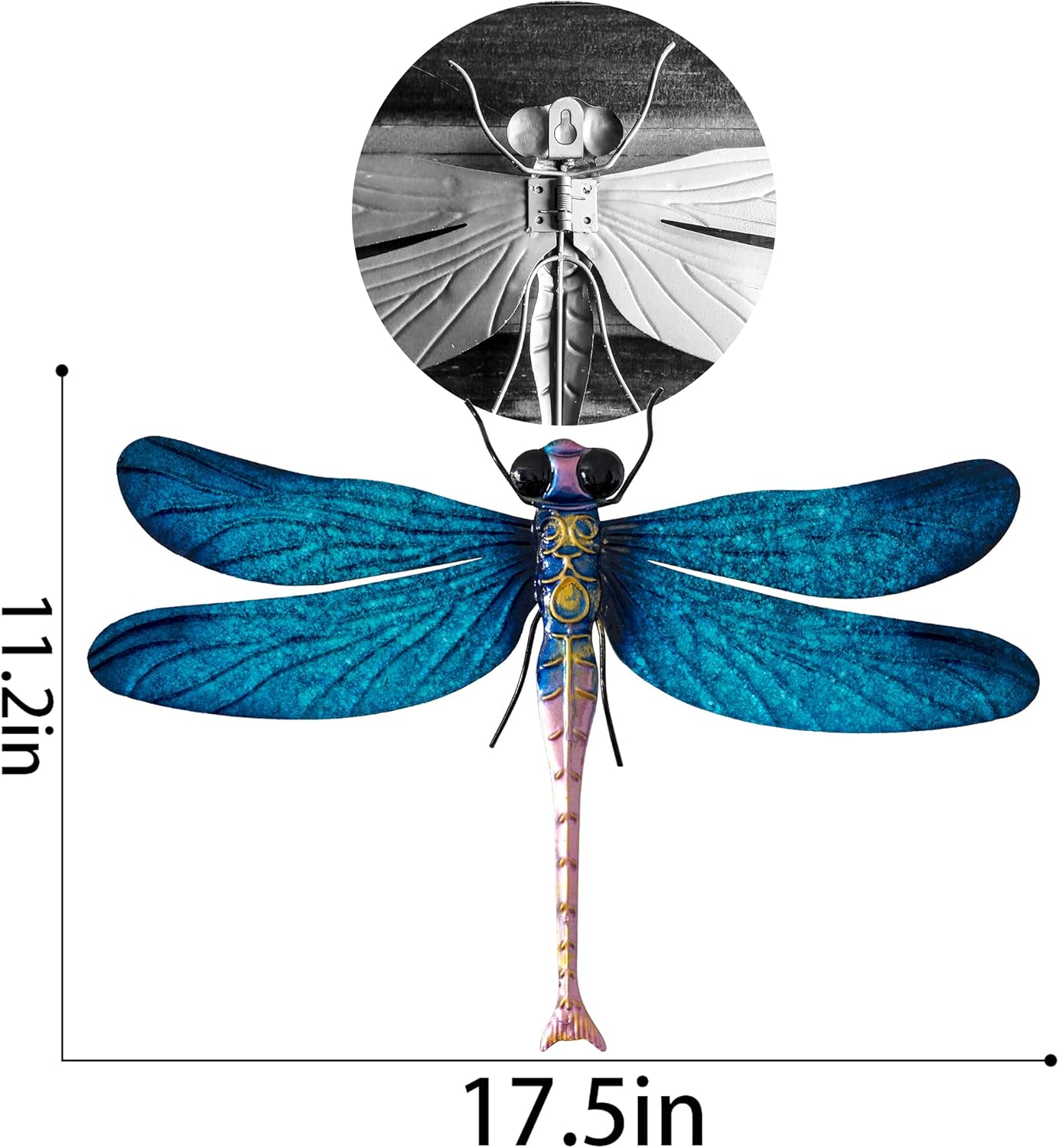 Metal Dragonfly Garden Art Decorations,-17.5 inches Outdoor Hanging Wall Decor Sculptures for Home Garden Yard (2 pack) dragon flies for garden