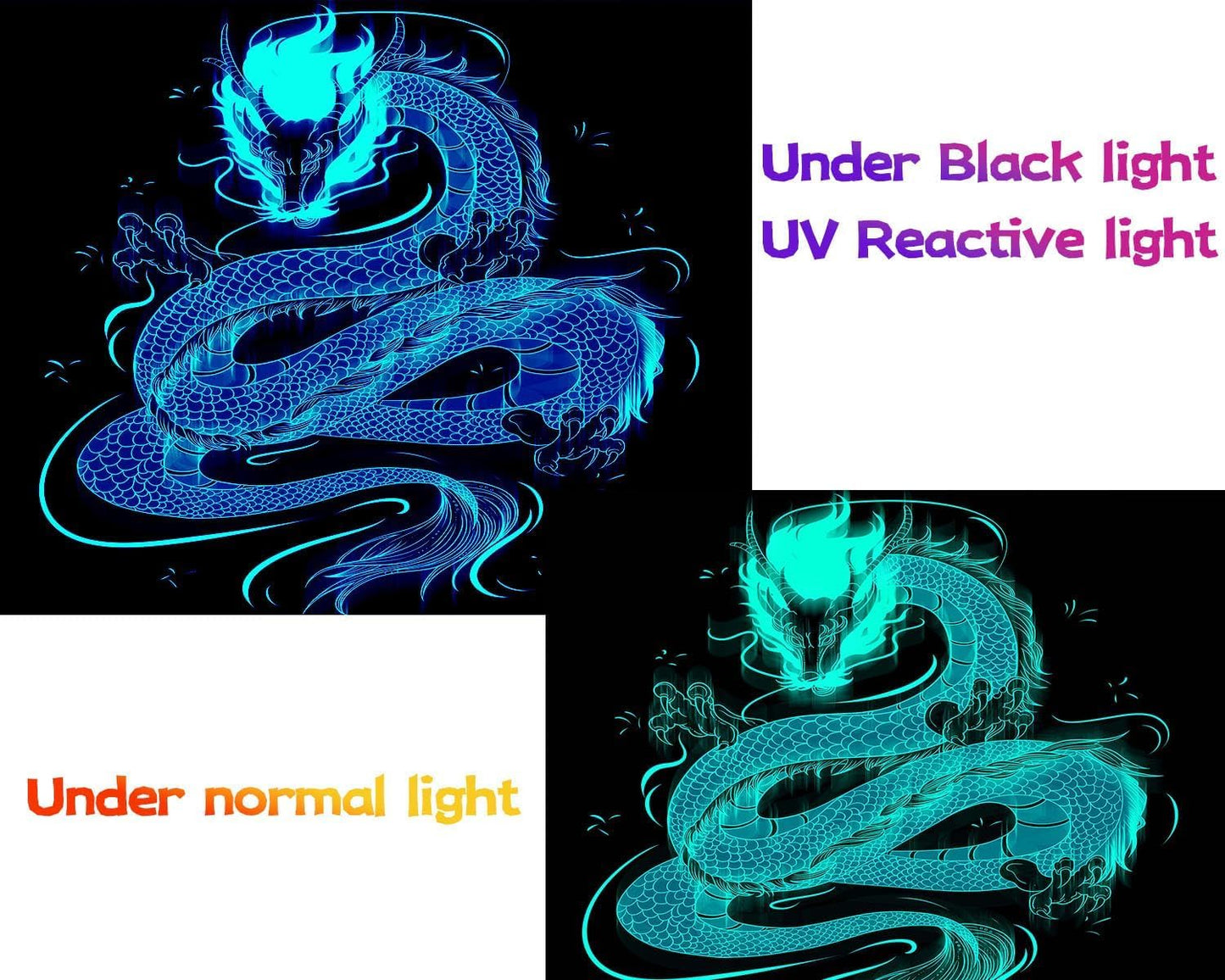 QGHOT Blacklight Dragon Tapestry Wall Hanging Cool Japanese Black Light Glow in the Dark Dragon Backdrop Uv Viking Tapestry for Boys Bedroom Mens Room Wall Deocr 59.1"x51.2"