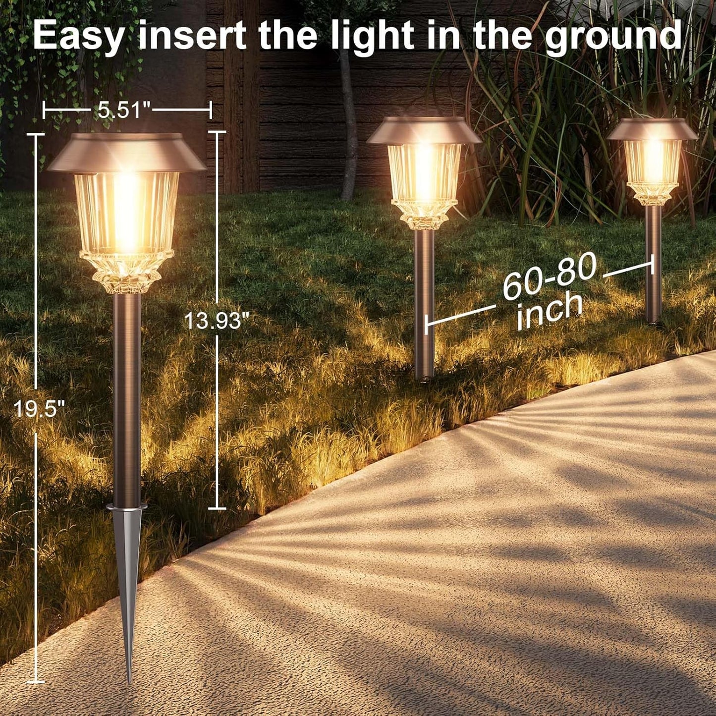 XMCOSY+ Solar Lights Outdoor Waterproof, 4 Pack Solar Lights for Outside, 10-40 LM Dimmable LED Glass Outdoor Solar Lights for Yard Pathway Garden Lawn Driveway Walkway (Warm White)