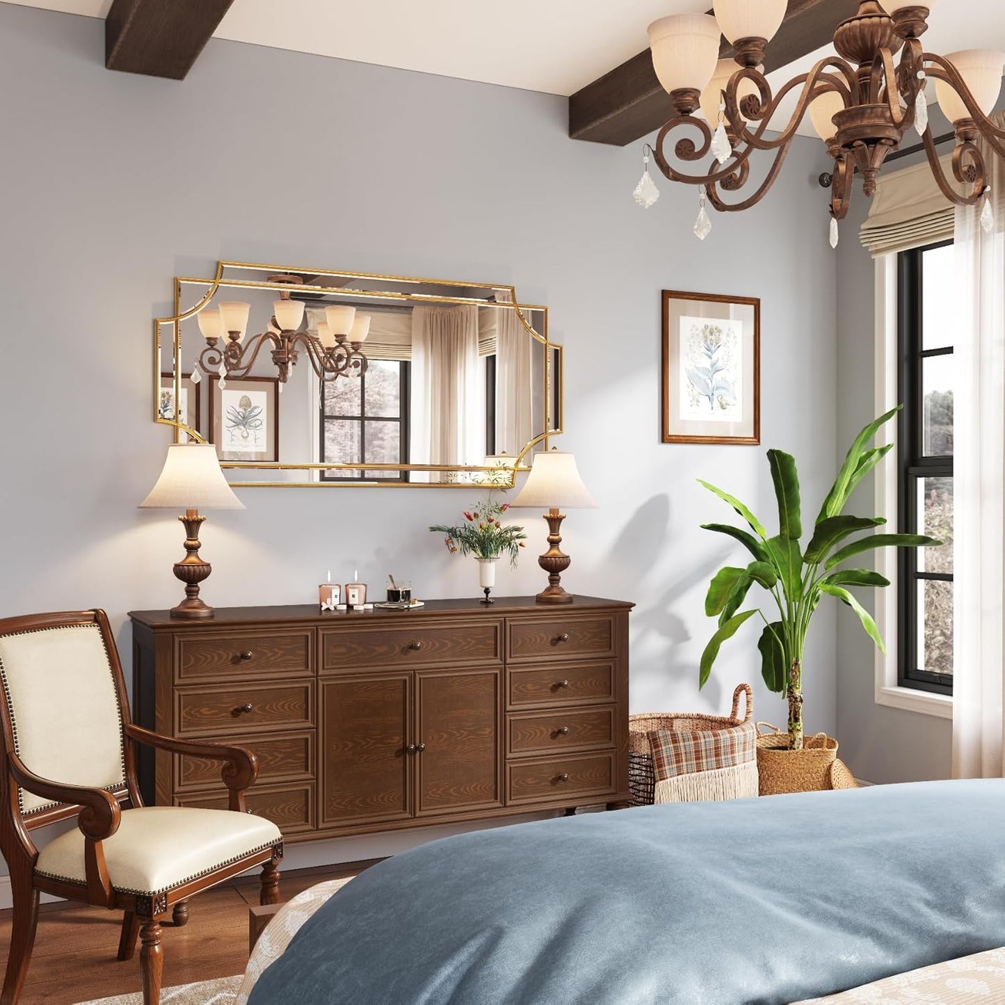 Kelly Miller 24"x48" Large Gold Mirror for Wall, Gold Traditional Wall Mirror Art Decorative Mirror Beveled Full Length Mirror Home Decor for Bathroom Living Room Bedroom Kitchen Farmhouse Entryway