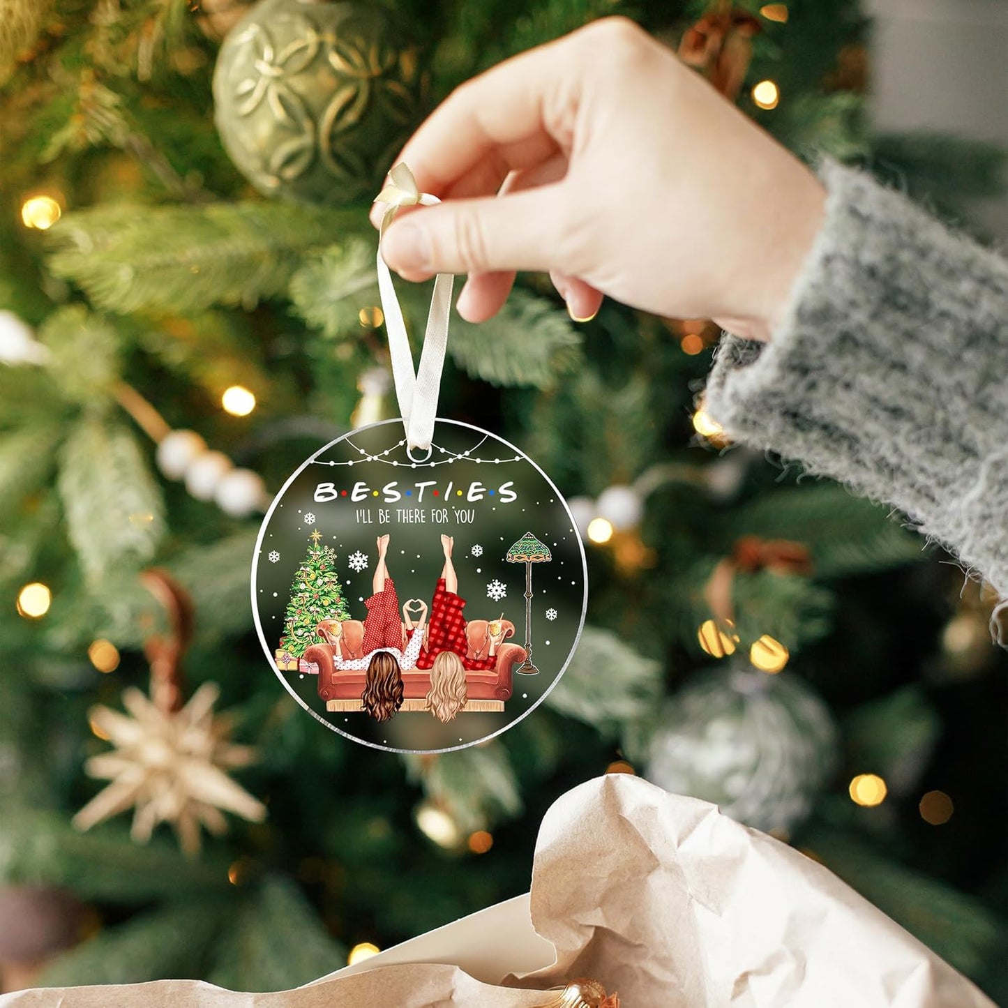 Best Friend Ornaments for Christmas Tree - Bestie Gifts - Friendship Christmas Ornaments - Acrylic Ornament