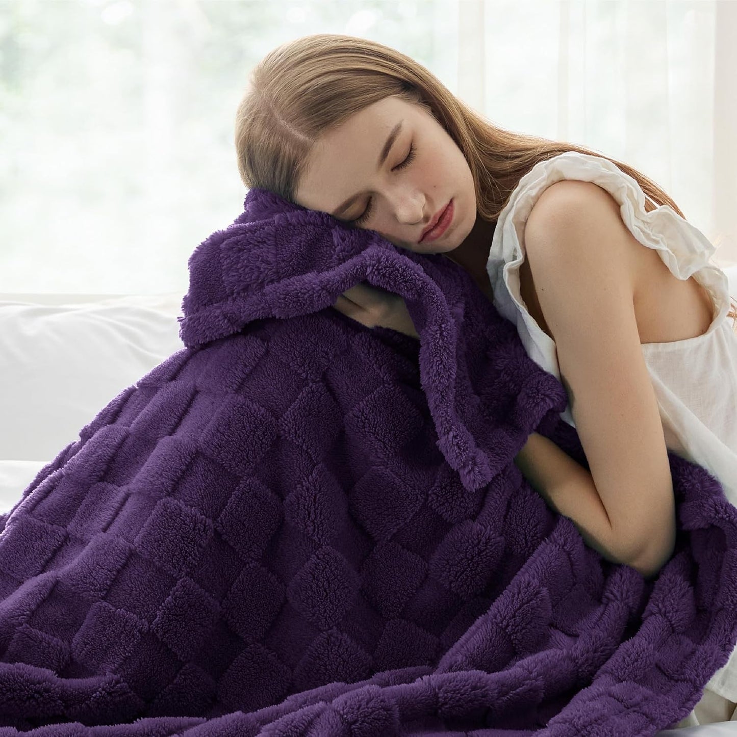 Bedsure GentleSoft Purple Throw Blanket for Couch - Super Soft Cozy Blankets Gifts for Women Men Girls, Cute Small Fleece Throws for Bedroom Home Decor, 50x70 Inches