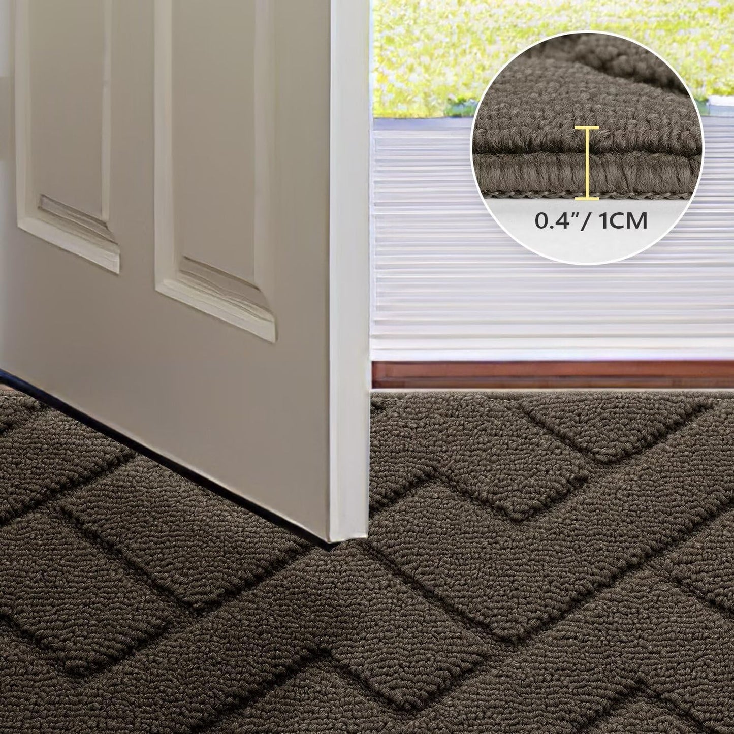 hicorfe Indoor Door Mat,Non Slip Door Mats,32"x48" Front Back Door Mat Rubber Backing,Absorbent Resist Dirt Entrance Inside Floor Mats for Entryway Washable Low-Profile(Latte)