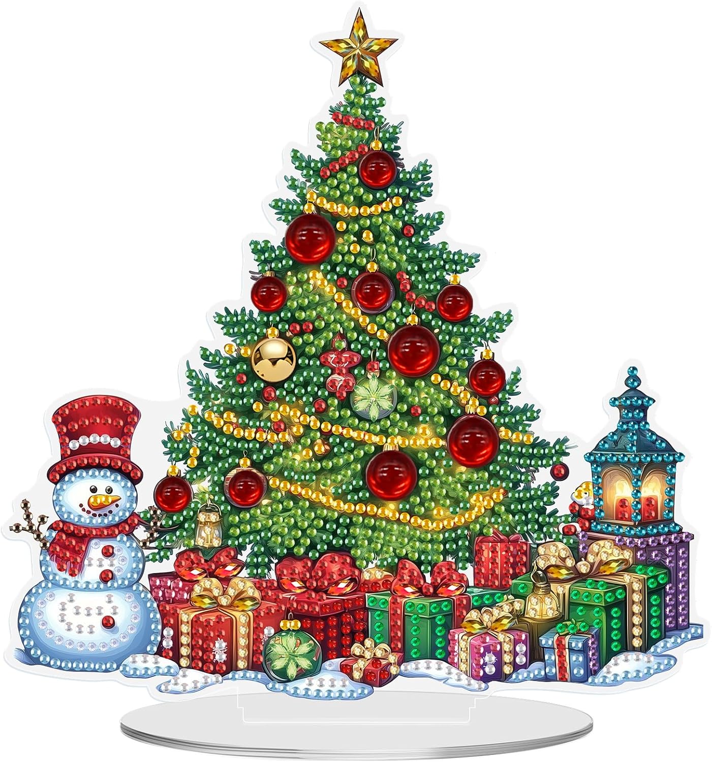 MEIYUDA Christmas Diamond Art Tabletop Kits, DIY Christmas Tree Special Shaped Crystal Desktop Diamonds Painting Ornaments for Adults, Diamond Art Desk Placement Ornaments for Home Decor