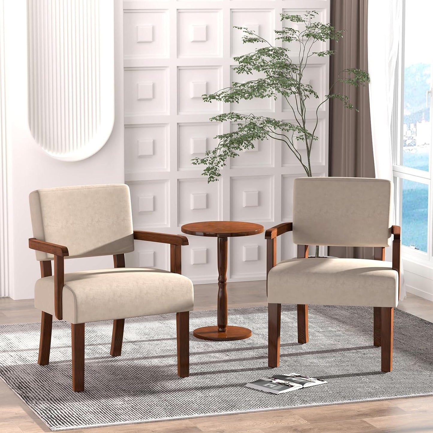 Accent Chair, Cat-Scratch Velvet Living Room Chairs Oversize with Soft Seat and Armrests for Dinning Room Bedroom Reading Room Waiting Room