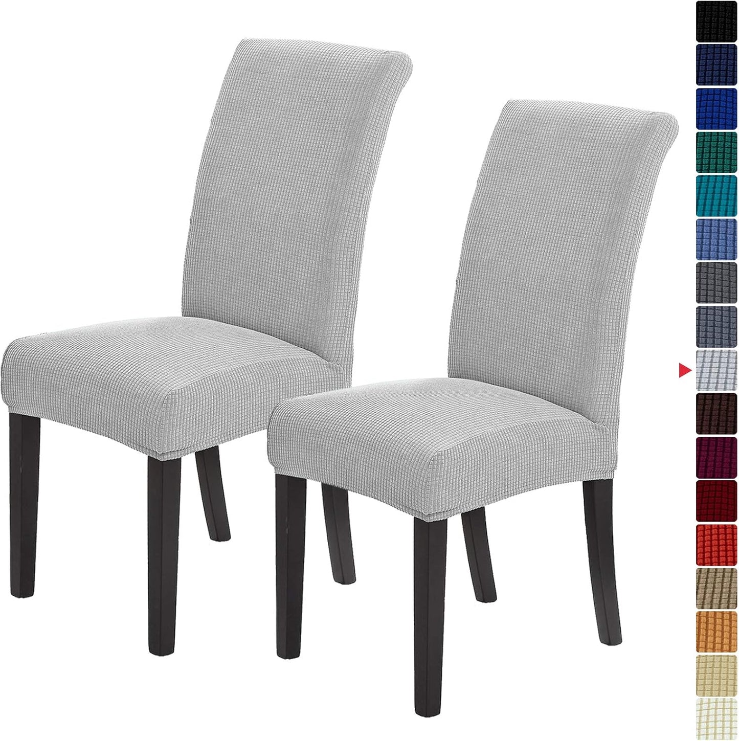 Howhic Stretch Chair Covers for Dining Room Set of 2, Removable Washable Dining Room Chair Covers, Dining Chair Slipcovers Seat Protector, Great Home Decor and Banquet Upholstery (Sliver, 2 Pack)