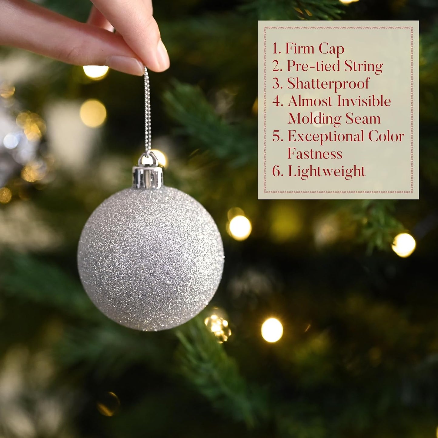 Valery Madelyn Christmas Ornaments Tree Decorations Set for Fall Halloween, 24ct Silver Shatterproof Ball Ornaments, 2.36" Hanging Ornament Bulk for Xmas Holiday Party Decor